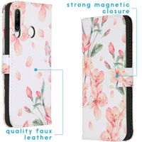 imoshion Design Softcase Bookcase Huawei P30 Lite - Bloem - Roze