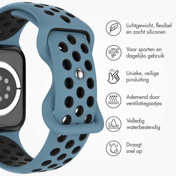imoshion Sport⁺ bandje Apple Watch Series 1 t/m 9 / SE (38/40/41 mm) | Series 10 / 11 (42 mm) - Maat S/M - Celestial Teal & Black