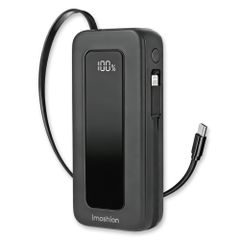 imoshion Powerbank met uittrekbare kabel 10.000 mAh - Power Delivery - USB-C + Lightning - Zwart