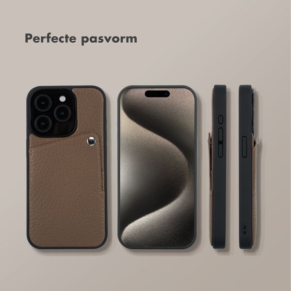 Selencia Riva Backcover met Pashouder Apple iPhone 15 Pro - Mocha Brown