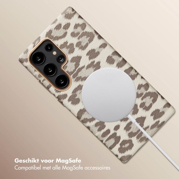 Selencia Sabi Backcover Panterprint met MagSafe Samsung Galaxy S24 Ultra - Soft Ivory