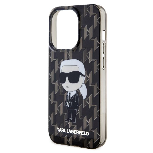 Karl Lagerfeld Hardcase Backcover Monogram iPhone 15 Pro - Zwart