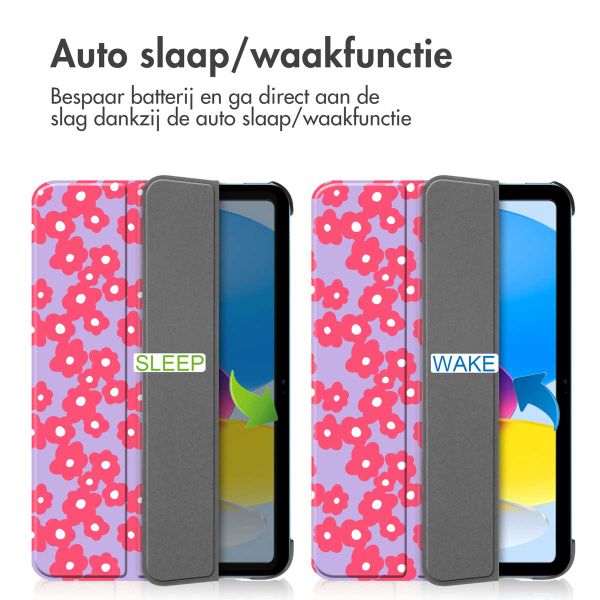 imoshion Design Trifold Bookcase Apple iPad 11 (2025) 11 inch A16 / iPad 10 (2022) 10.9 inch - Dusty Rose Blossom