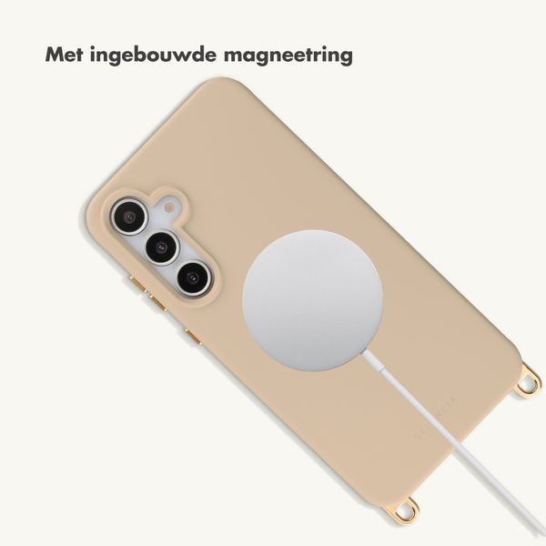 Selencia Rivièra MagSafe Backcover met afneembare haakjes Samsung Galaxy S25 / S24 - Milky Latte