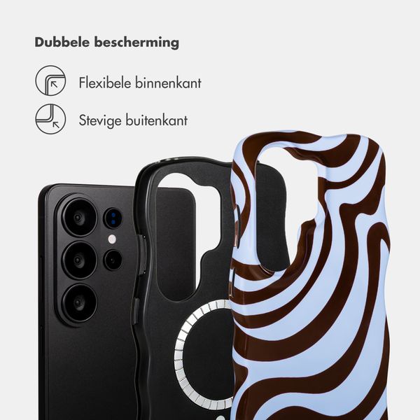 Selencia Vivid Wavy Backcover met MagSafe Samsung Galaxy S26 Ultra - Dream Swirl Chocolate