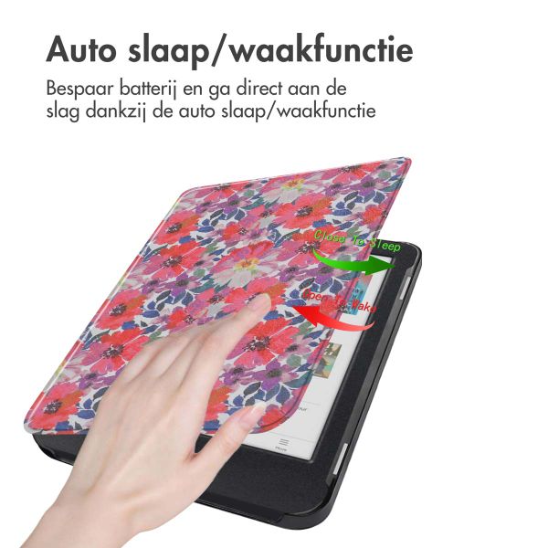 imoshion Design Slim Hard Case Bookcase Kobo Clara Colour / BW - Flower Watercolor