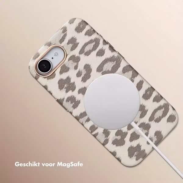 Selencia Sabi Backcover Panterprint met MagSafe Apple iPhone 17e / 16e - Soft Ivory