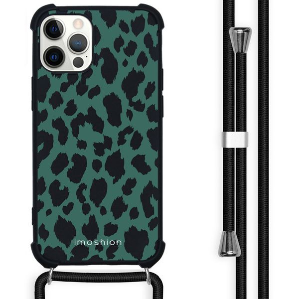 imoshion Design hoesje met koord iPhone 12 Pro Max - Luipaard - Groen / Zwart