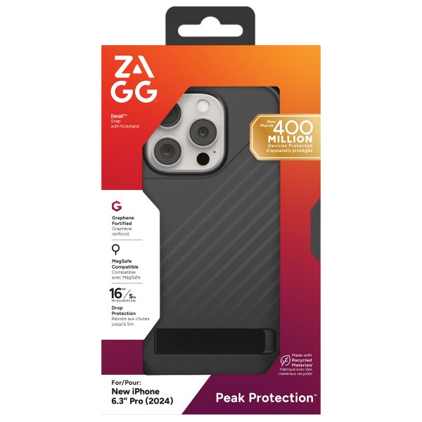 ZAGG Denali Snap KickStand Case met MagSafe iPhone 16 Pro - Zwart