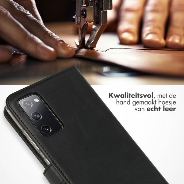 Selencia Echt Leren Bookcase Samsung Galaxy S20 FE - Zwart
