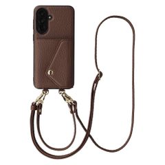 Selencia Sera Telefoonhoes met Koord en Envelop Pashouder Samsung Galaxy A36 - Chocolate Brown