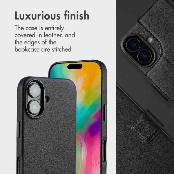 Accezz 2-in-1 Leather Bookcase with MagSafe Apple iPhone 16 - Onyx Black