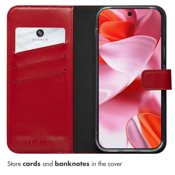 Selencia Genuine Leather Book Case Google Pixel 10 / 10 Pro - Red