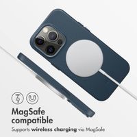 Accezz Leather Back Cover with MagSafe Apple iPhone 14 Pro - Nightfall Blue