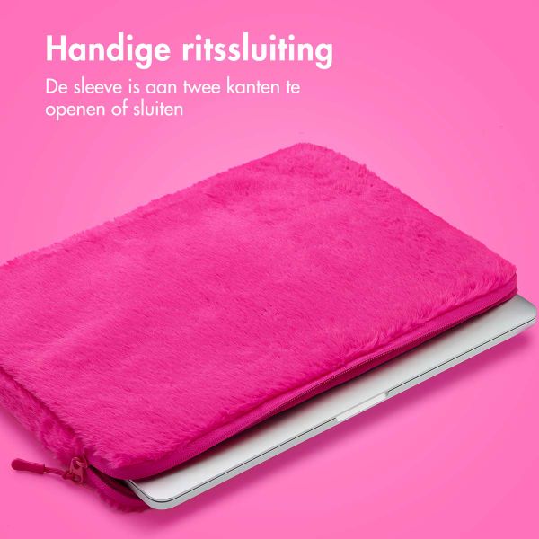 imoshion Fluffy Laptop hoes 13-14 inch - Laptopsleeve - Hot Pink