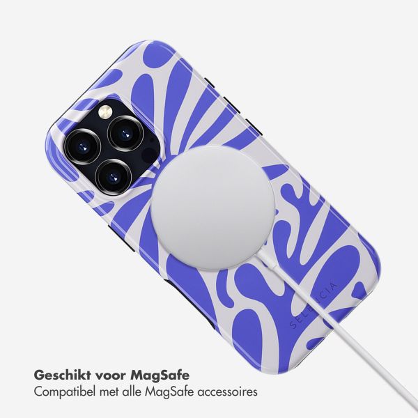 Selencia Vivid Tough Backcover met MagSafe iPhone 16 Pro - Modern Bloom Sapphire Blue