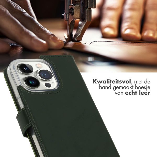 Selencia Echt Leren Bookcase Apple iPhone 14 Pro - Groen