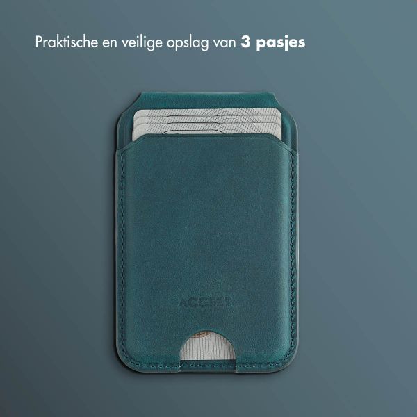 Accezz Vintage Leather MagSafe Kaarthouder met Standaard - Smokey Green