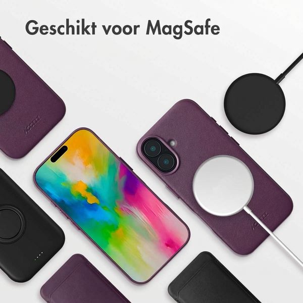 Accezz MagSafe Leather Backcover Apple iPhone 16 - Heath Purple
