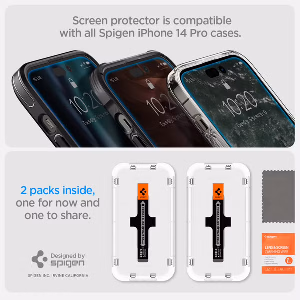 Spigen GLAStR EZ Fit Screenprotector + Applicator 2-pack Apple iPhone 14 Pro