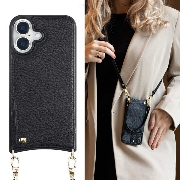 Selencia Nova Phone Case with Cord and Card Holder Apple iPhone 16 - Black