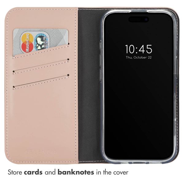 Selencia Genuine Leather Book Case Apple iPhone 16 Plus - Dusty Pink