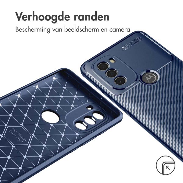 imoshion Carbon Softcase Backcover Motorola Moto G71 - Blauw