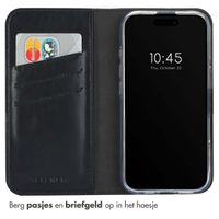 Selencia Echt Leren Bookcase Apple iPhone 16 Plus - Zwart