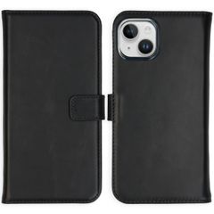 Selencia Echt Leren Bookcase iPhone 15 - Zwart