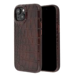 Selencia Croco Backcover met MagSafe Apple iPhone 15 - Choco Brown