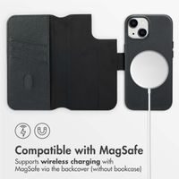Accezz 2-in-1 Leather Bookcase with MagSafe Apple iPhone 15 - Onyx Black