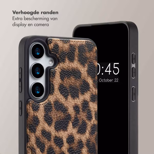 Selencia Nova Telefoonhoes met Koord en Pashouder Samsung Galaxy S24 Plus / S25 Plus - Leopard