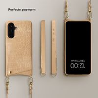 Selencia Nova Croco Telefoonhoes met Koord en Pashouder Samsung Galaxy A36 / A56 - Toasted Almond
