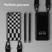 Selencia Siliconen design hoesje met afneembaar koord Apple iPhone SE (2022 / 2020) / 8 / 7 - Irregular Check Black