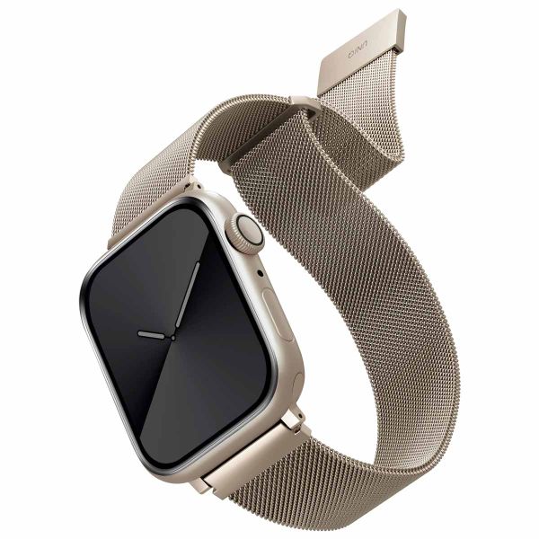 Uniq Dante Mesh Milanese stalen bandje Apple Watch Series 1 t/m 10 / SE / Ultra (2) (44/45/46/49 mm) - Starlight