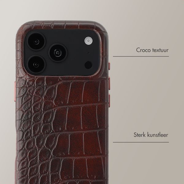 Selencia Croco Backcover met MagSafe Apple iPhone 18 Pro / 17 Pro - Choco Brown