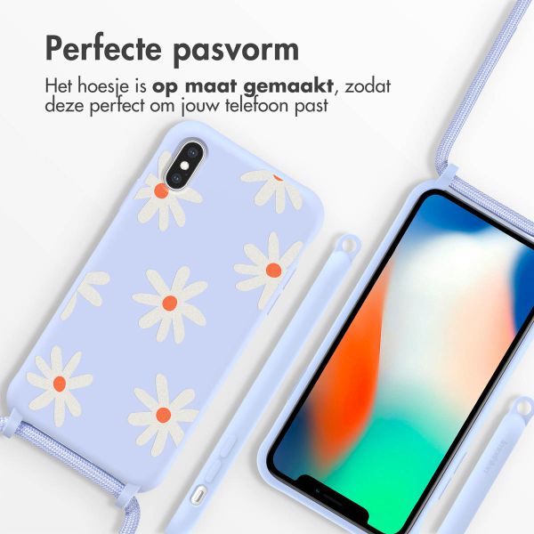 imoshion Siliconen design hoesje met koord Apple iPhone X / Xs - Lila Flower Distance