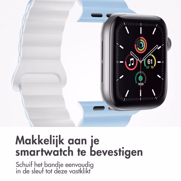 imoshion Magnetisch Siliconen bandje Apple Watch Series 1 t/m 11 / SE / Ultra (44/45/46/49 mm) - Blauw & Wit