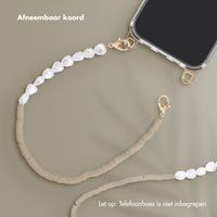 Selencia Telefoonkoorden set met Parels en Elastiekjes - Greige