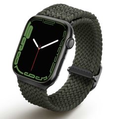 Uniq Aspen Braided bandje Apple Watch Series 1 t/m 9 / SE (38/40/41 mm) | Series 10 (42 mm) - Cypress Green