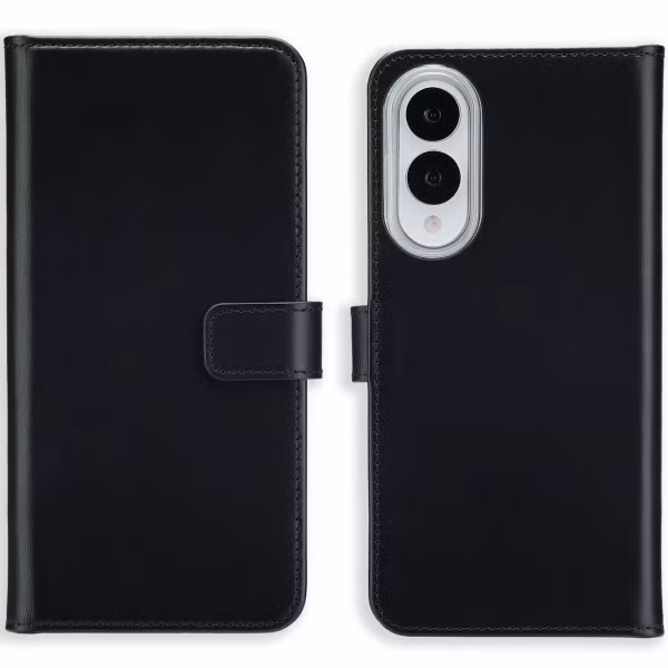 Selencia Echt Leren Bookcase Samsung Galaxy S25 Edge - Zwart