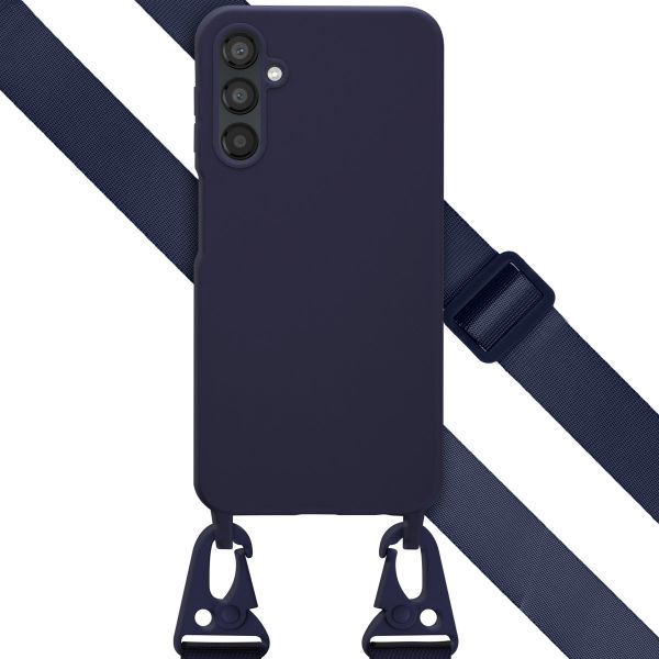 Selencia Siliconen hoesje met afneembaar koord Samsung Galaxy A25 (5G) - Donkerblauw