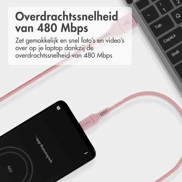 imoshion Braided USB-C naar USB kabel - 2 meter - Roze