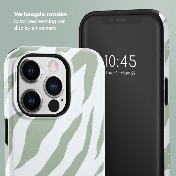 Selencia Vivid Backcover Apple iPhone 14 Pro - Colorful Zebra Sage Green