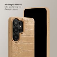 Selencia Nova Croco Telefoonhoes met Koord en Pashouder Samsung Galaxy S26 Ultra - Toasted Almond