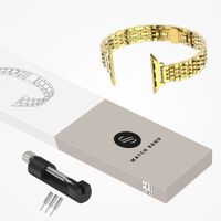Selencia Slim Steel Jubilee Inspired schakelbandje Apple Watch Series 1 t/m 9 / SE (38/40/41 mm) | Series 10 (42 mm) - Goud