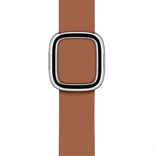 Apple Leather Band Modern Buckle Apple Watch Series 1-9 / SE - 38/40/41 mm / Series 10 - 42 mm - Maat M - Saddle Brown