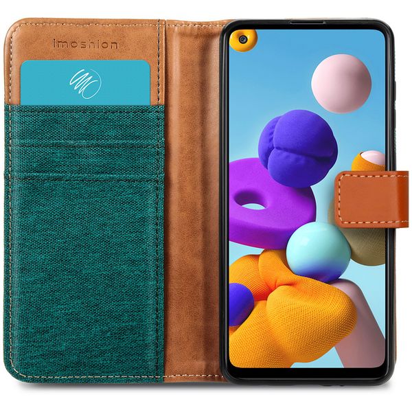imoshion Luxe Canvas Bookcase Samsung Galaxy A21s - Groen