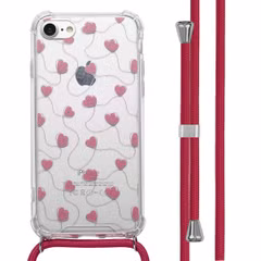 imoshion Design hoesje met koord Apple iPhone SE (2022 / 2020) / 8 / 7 - Dusty Rose Connected Hearts