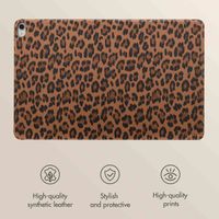 Selencia Sabi Bookcase with Leopard Print Apple iPad Air 11 inch (2026) M4 / (2025) M3 / (2024) M2 / Air 5 (2022) / Air 4 (2020) - Mocha Brown